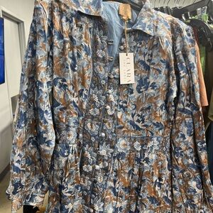 CLARA Floral Blue and Brown dress